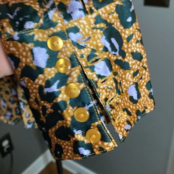 Jessica Simpson Leopard Button Down Blouse Speckled Cheetah Bodie - Picture 4 of 11